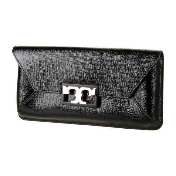 Tory Burch Black Patent Leather Clutch Bag